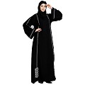 Loose fit abaya with embroidery work- Black Loose fit abaya with embroidery work- Black